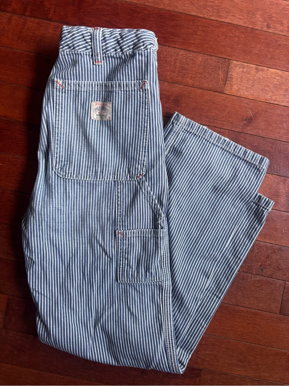 Vintage Polo Country Ralph Lauren Boys Size 12 Hickory Stripe Carpenter Pants